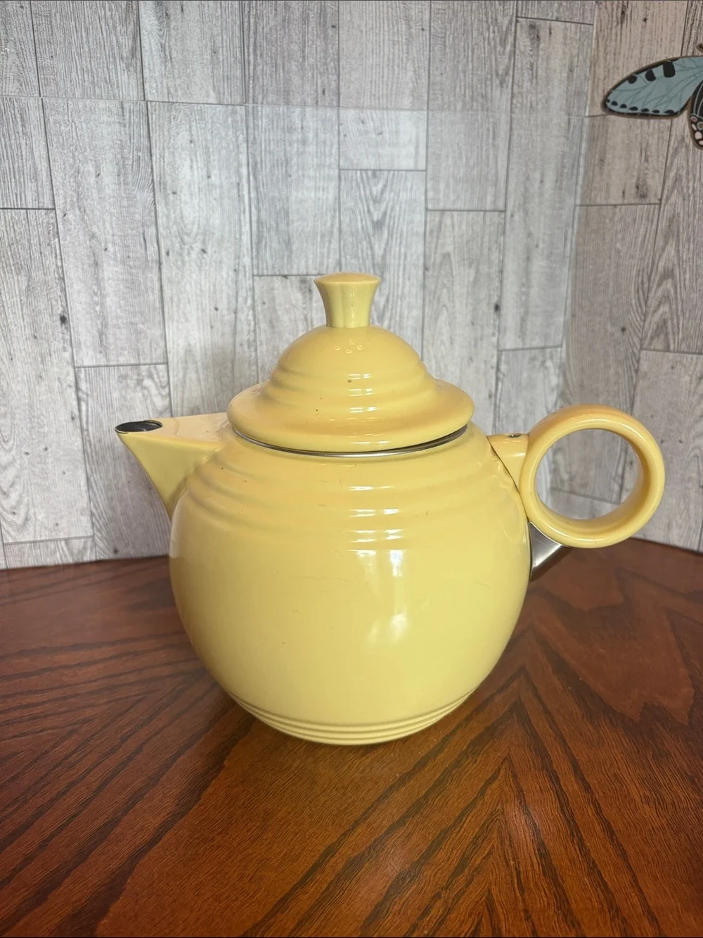 Fiestaware Yellow Ceramic Round Teapot with Loop Handle